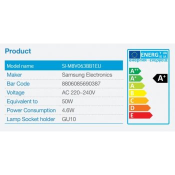 Samsung LED GU10 4,6W 230V 320lm 25st. Teplá bílá