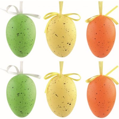 Velikonoční vejce plastová Kropěnatá barevná 6 cm na zavěšení, 6 ks v sáčku – Sleviste.cz