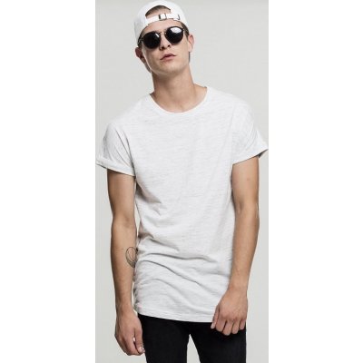Urban Classics Prodloužené strakaté triko s ohrnutými rukávy bílá černá