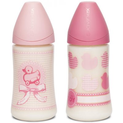 Suavinex láhev Toys Široké hrdlo růžové kačenky 270 ml – Sleviste.cz