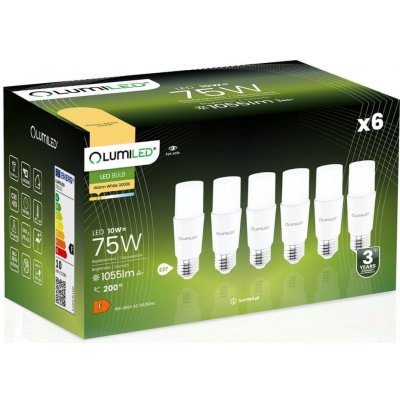 LUMILED 6x LED žárovka E14 STICK T37 10W = 75W 1055lm 3000K Teplá bílá 200°