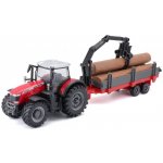 Bburago 10cm Farm Traktor na setrvačník s vlečkou Massey Ferguson 8740S – Hledejceny.cz