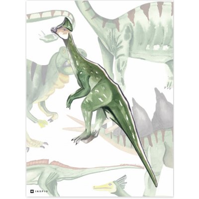 INSPIO Tabulka Obrazy na stěnu do dětského pokoje - Dinosaurus Zelená, Hnědá, Plnobarevný motiv – Zboží Mobilmania