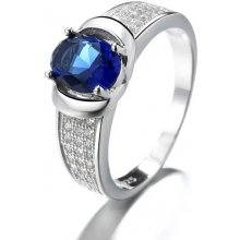 Majya Stříbrný prsten BEATRICE se safírovým kamínkem a zirkony 10050