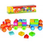 Bino Vlak s domečky dřevo 21 dílků – Zboží Dáma