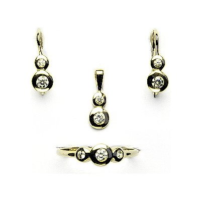 Čištín sada zlatých šperků 1122 NK P T/čiré zirkony žluté zlato 13651 – Sleviste.cz