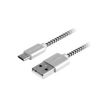 GoGEN MICUSB200MM24 USB / micro USB, opletený, 2m, stříbrný