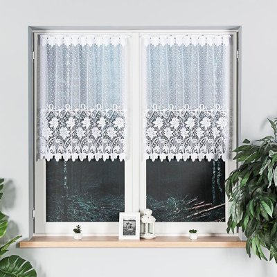 Dekorační metrážová vitrážová záclona SIMONKA bílá výška 90 cm různé rozměry MyBestHome Rozměr: 190 cm – Zboží Dáma