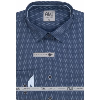 AMJ Comfort pánská košile dlouhý rukáv VDBR1336 modrá se vzorem
