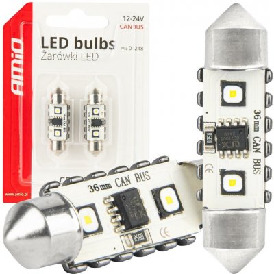 LED žiarovky CANBUS 12SMD Festoon C5W 3838 36mm White 12/24V AMiO-04248 – Hledejceny.cz
