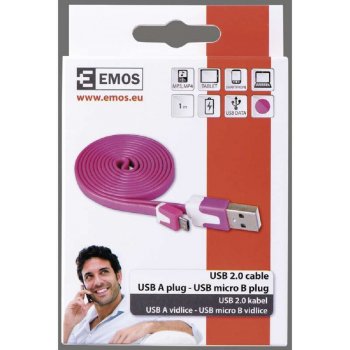 Emos SM7001P USB 2.0 A/M - micro B/M, 1m, růžový