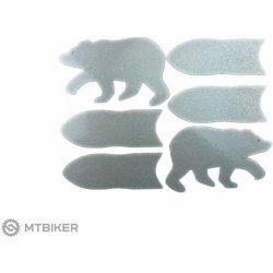 ShamanRacing reflexné samolepky, medveď, set 6 ks, strieborná