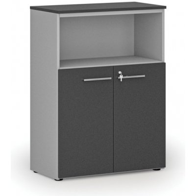 Primo Kombinovaná kancelářská skříň GRAY, 1087 x 800 x 420 mm, šedá/grafit – Zboží Mobilmania
