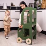 Family scl Montessori učící věž s motivem auta 3v1 Khaki – Zbozi.Blesk.cz