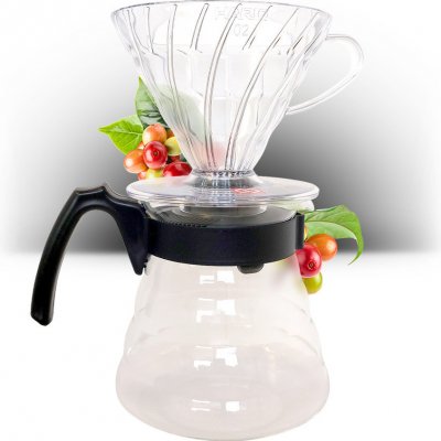 Hario V60-02 Pour Over Kit Plastic Black – Zboží Dáma