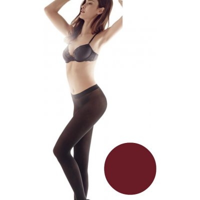 Omsa Bezešvé punčochové kalhoty PERFETTA 50 DEN bordeaux Vínová – Zboží Dáma