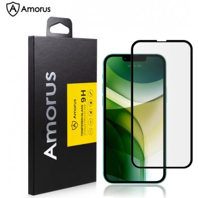 Tvrzené sklo (Tempered Glass) AMORUS pro Apple iPhone 13 / 13 Pro - černý rámeček - 2,5D hrana - 0,26mm