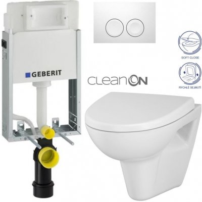 Geberit KOMBIFIX Basic tlačítko DELTA 21 Bílé WC CERSANIT PARVA + SEDÁTKO 110.100.00.1 21BI PA1