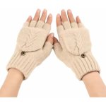 dámske trendy teplé bezprstové rukavice AM3910 béžová – Zboží Mobilmania