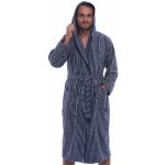 Pánský župan s kapucí silná modrý pruhovaný 1ZF3081 vzorovaná – Zboží Dáma