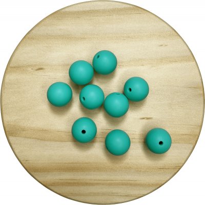 Silikonový korálek 15mm - kulatý Barva korálků: Tyrkysová – Zboží Mobilmania