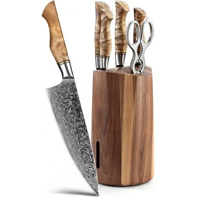 Luxusní stojan na nože z ořechového TOP dřeva Hezhen B30 – Zboží Mobilmania
