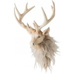 Nástěnná béžová dekorace hlava jelena Deer s kožíškem M – 20*18*27 cm - J-Line by Jolipa – Hledejceny.cz
