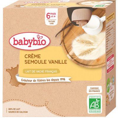 Babybio Mléčná svačinka s krupicí a vanilkou 4x85 g