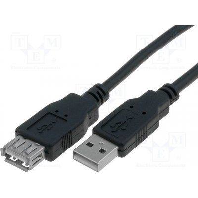 VCom CU202-B-050-PB USB 2.0, USB A zásuvka, USB A vidlice, niklovaný, 5m, černý – Zboží Mobilmania