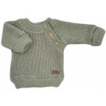 Kazum Pletený svetřík pro miminko s knoflíčky Lovely prodloužené náplety khaki – Zboží Mobilmania
