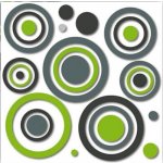 Crearreda Samolepicí dekorace FM M All Around 54503 Zelené a šedé kruhy 1 arch 31x31 cm – Hledejceny.cz