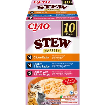 INABA Ciao Stew s příchutí kuřete, kuřete a tuňáka, kuřete a lososa, 10 x 40 g – Hledejceny.cz