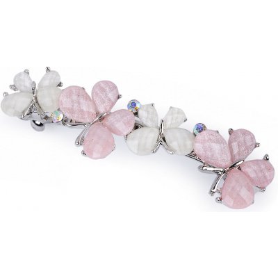 Francouzská spona do vlasů motýl, květ Varianta: 1 pudrová motýl, Balení: 1 ks – Hledejceny.cz