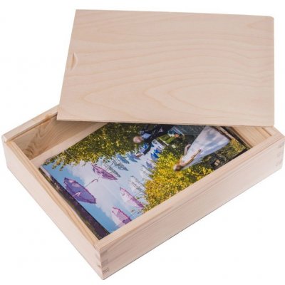FK Dřevěná krabička na fotografie 15x23 Přírodní 25x19x5 cm