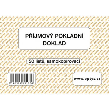 Optys 1318 Příjmový pokladní doklad A6 samopropisovací 50 listů