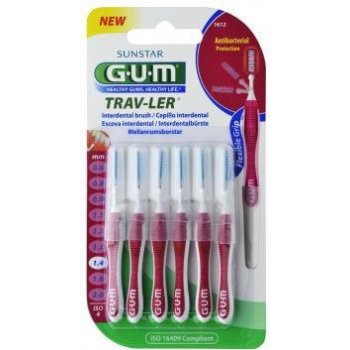 GUM Trav-Ler mezizubní kartáčky s chlorhexidinem cylindrický 1,4 mm 6 ks blistr