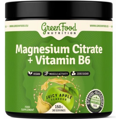 GreenFood Nutrition Magnesium Citrate + Vitamin B6 150 g Citron – Hledejceny.cz