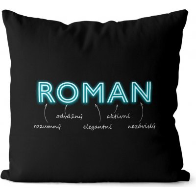 Impar Polštář Mužská jména NEON Jméno Roman 40x40 – Zboží Mobilmania
