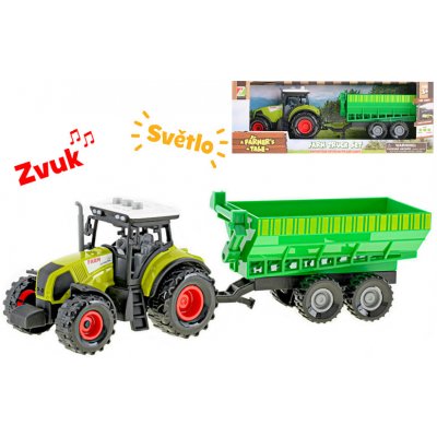 Mikro Trading Traktor s vlečkou 32cm na setrvačník a baterie se světlem a zvukem – Zbozi.Blesk.cz