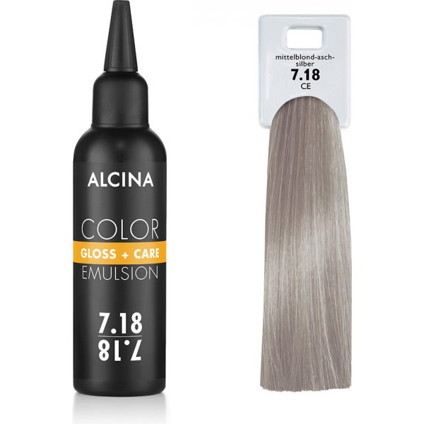 Barva na vlasy Alcina Tónovací emulze 7.18 Střední blond popelavá stříbrná 100 ml