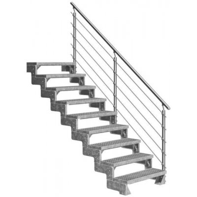 DOLLE GARDENTOP - Ocelový nášlap Jednostranné Prova zábradlí, 80 cm, 162 - 198 9 nášlapy – HobbyKompas.cz