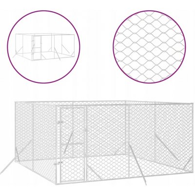 VidaXL Venkovní Kotec pro psa stříbrný 400 x 400 x 200 cm pozinkovaná ocel – Hledejceny.cz