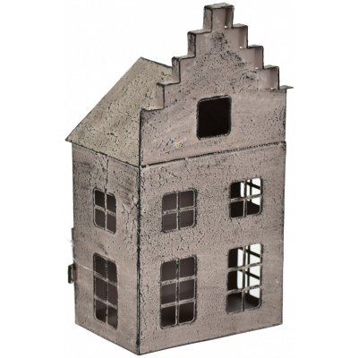 Lepaso Kovový svícen domek šedý 25,5x13x9 cm – Zboží Mobilmania