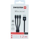 Swissten 72501101 MFi Textile 3in1, 1,2m – Zboží Mobilmania