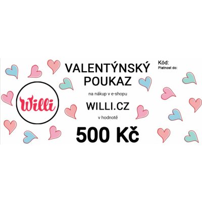 Willi Valentýnský poukaz na nákup v e-shopu willi.cz v hodnotě 500 Kč – Zbozi.Blesk.cz