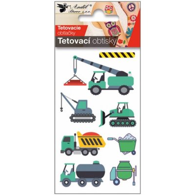 Tetovací obtisky Stavební stroje 10 5 x 6 cm – Zboží Mobilmania