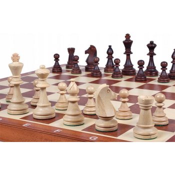 Turnajové šachy Wegiel č. 6 mahagon intarzie Wegiel