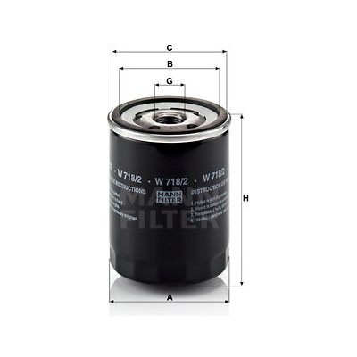 Olejový filtr MANN-FILTER W 718/2 (W718/2) | Zboží Auto
