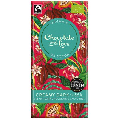 Chocolate and Love Creamy Dark 55% hořkomléčná smetanová čokoláda kakaové boby 80 g