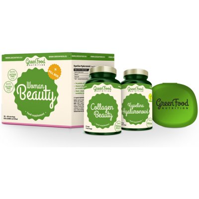 GreenFood Nutrition Woman Beauty Collagen Beauty 60 ks + Hyaluronic Acid 60 ks + Pillbox – Hledejceny.cz